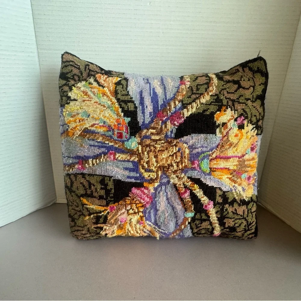 Floral Needlepoint Accent Pillow